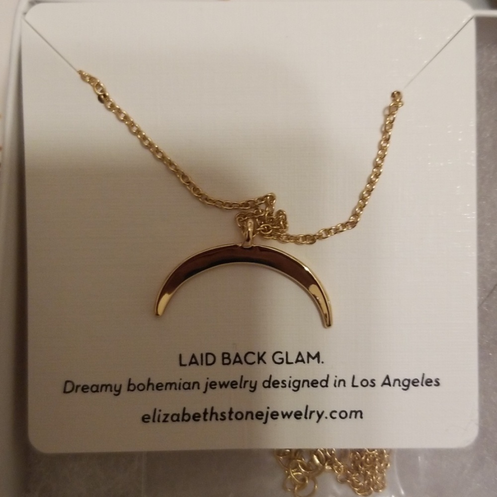 Elizabeth Stone Gold Crescent Moon Necklace